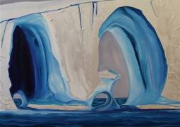 Diane Langlois. Triple Tunnel Iceberg. Acrylic and Oil on Canvas. 36"x36"x2"